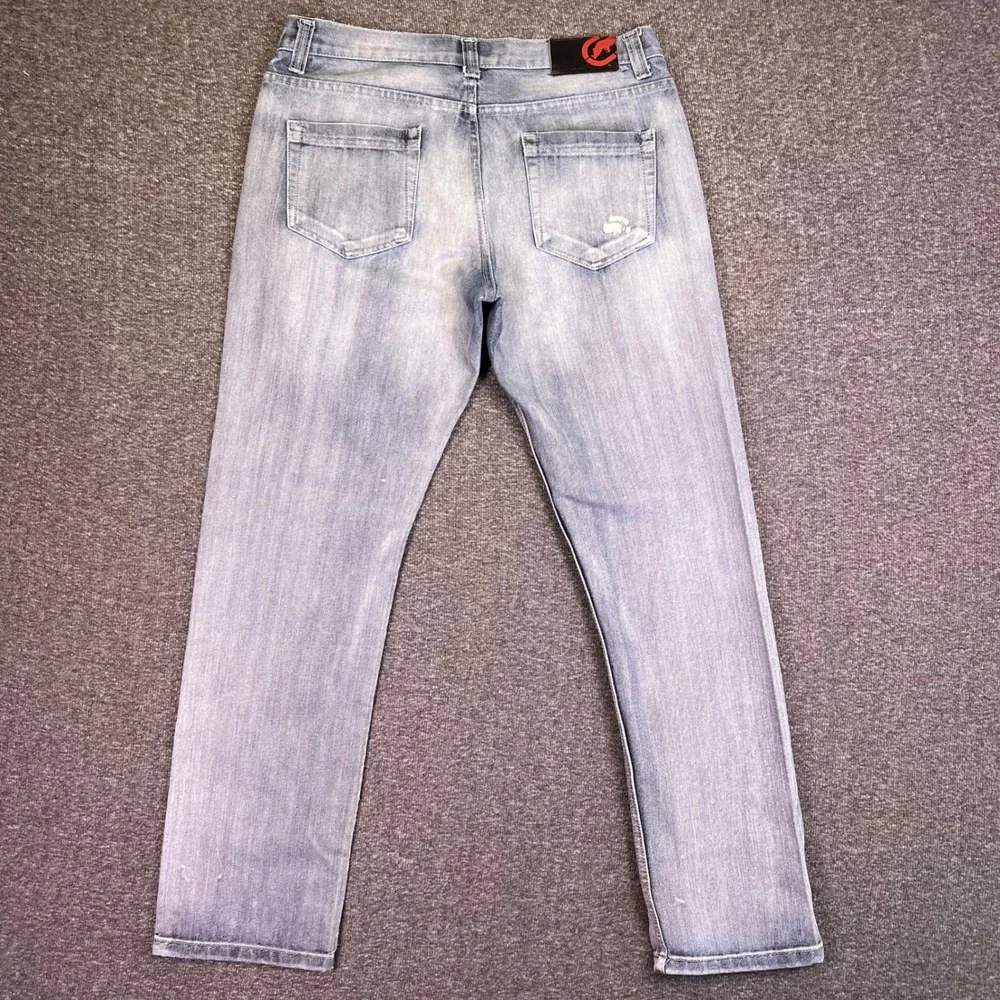 Ecko Unltd Jeans‎ Mens 34 Light Wash Athletic Streetwear Rhino Logo Hip Hop Y2K